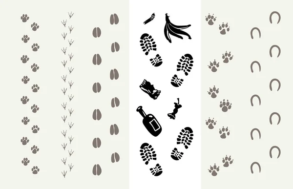 Traces d'animaux et d'humains — Image vectorielle