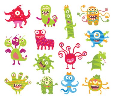 Set of funny little monsters