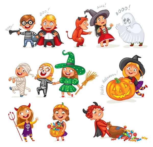 Feliz Halloween. Personaje de dibujos animados — Vector de stock