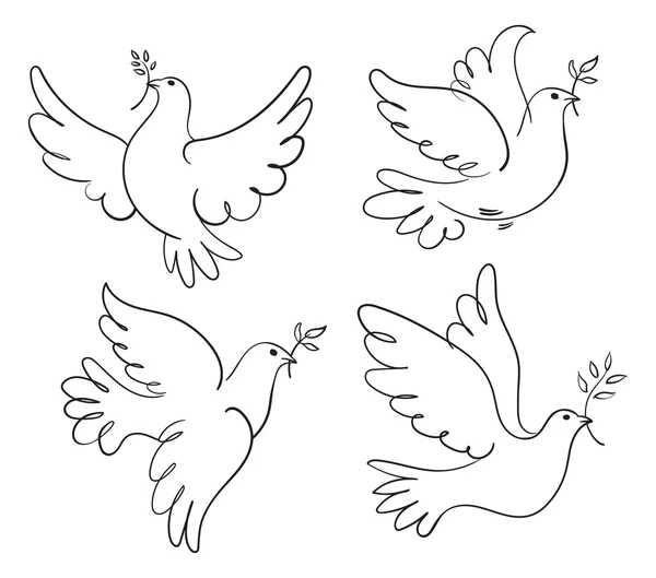 Peace dove. Set — Stock Vector