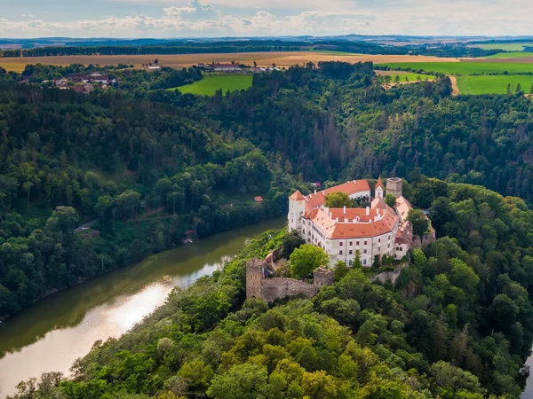 Aerial View Bitov Castle Dyje River Landscape Panoramic View Medieval — Stock Photo, Image
