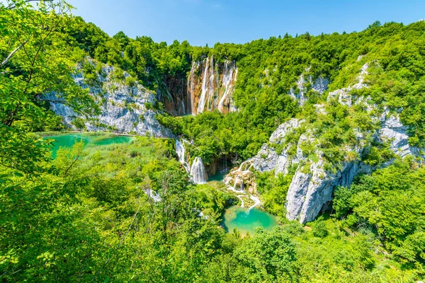 Maior Cachoeira Veliki Slap Parque Nacional Plitvice Croácia — Fotografia de Stock