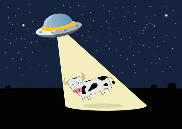 Ufo stahl die Kuh — Stockvektor