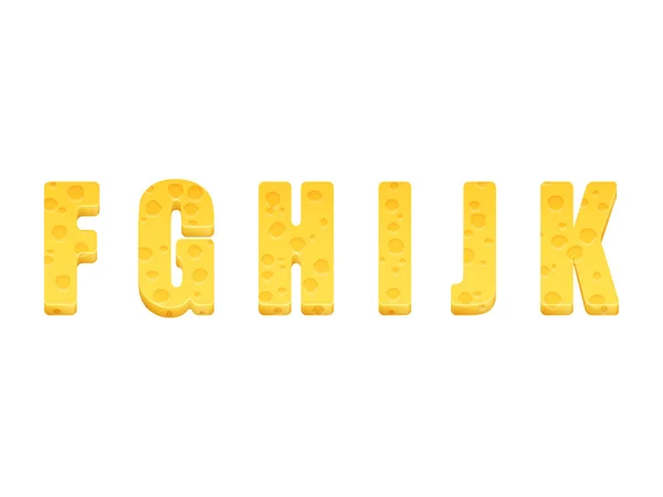 Juego de alfabetos de queso. Letras F-K — Archivo Imágenes Vectoriales