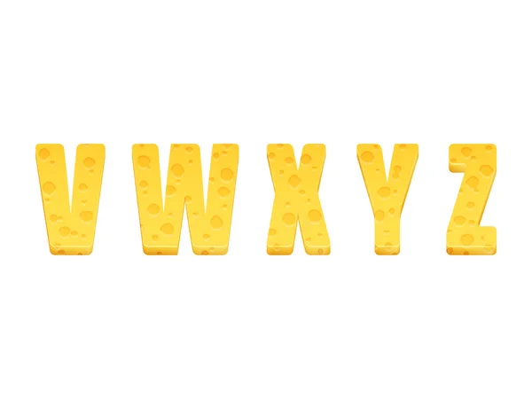 Ensemble alphabet fromage. Lettres V-Z — Image vectorielle