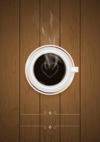Taza de café con corazón — Vector de stock