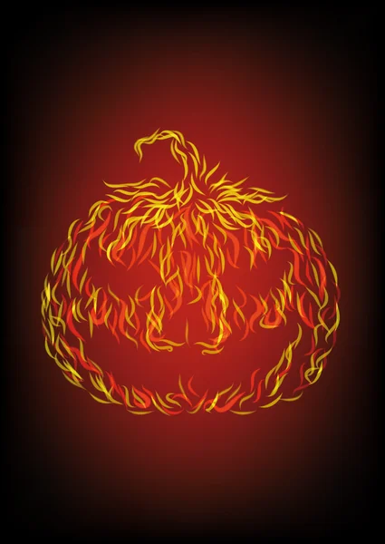 Halloween pumpkin in fire — Stock Vector