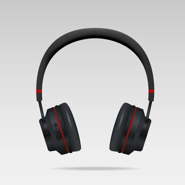 Realistic Black Headphones — Stock Vector