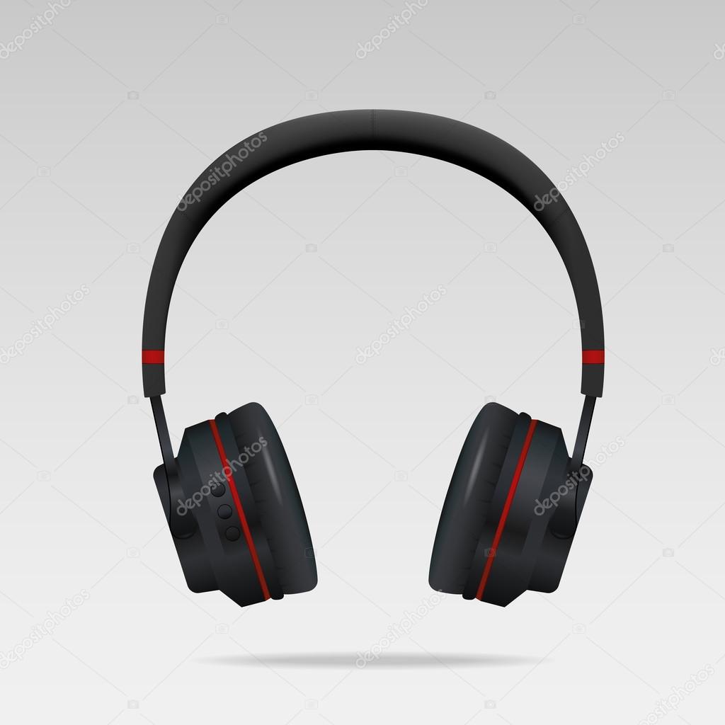 Realistic Black Headphones
