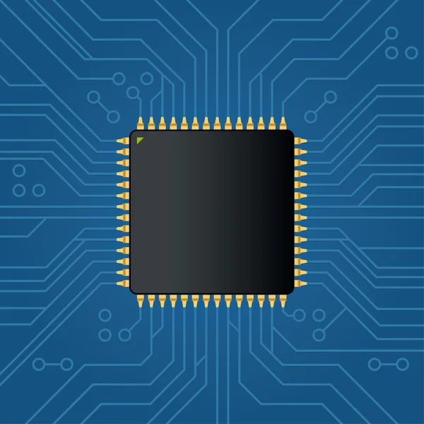 Reális fekete elektronikus mikrochip — Stock Vector