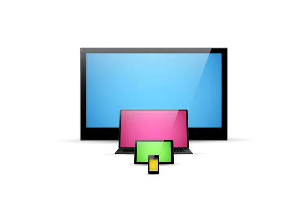 TV-Bildschirm, Notebook, Tablet, Smartphone-Illustration, einfache Bearbeitung — Stockvektor
