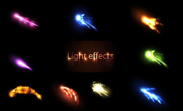 Набір світлих неонових ефектів — стоковий вектор