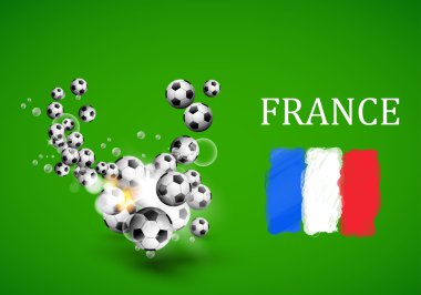 Fransız bayrağının fırça konturu arka planda yapılan futbol topu