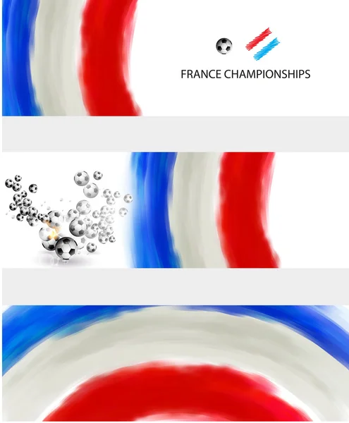 Bandera de Francia fútbol con pelota fácil todo editable — Vector de stock