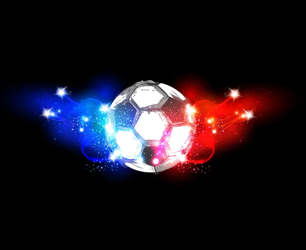 Francia banner de luz de fútbol con una pelota de fútbol fácil todo editabl — Archivo Imágenes Vectoriales