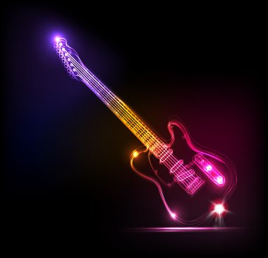 vektör neon gitar, grunge müzik