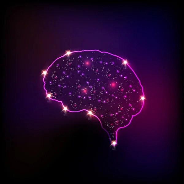 Cerebro humano de luz abstracta, fácil de editar — Vector de stock