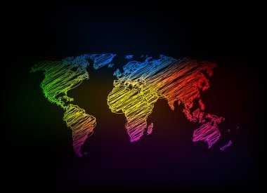 El kroki ışık Dünya Haritası, kolay tüm düzenlenebilir