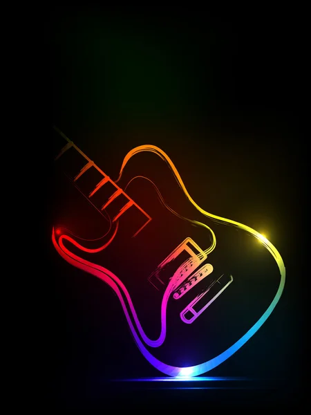 Neon mürekkep gitar, kolay tüm düzenlenebilir — Stok Vektör