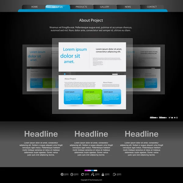 Plantilla de sitio web para diseñadores, puede fácil todos los elementos editab — Vector de stock