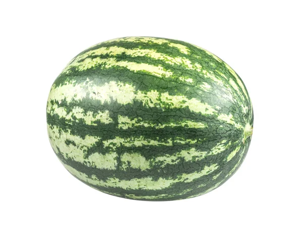 Groene Watermeloen Geïsoleerd Witte Achtergrond — Stockfoto