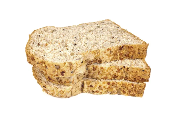 Slice Whole Wheat Bread Isolated White Background — Stock Photo, Image