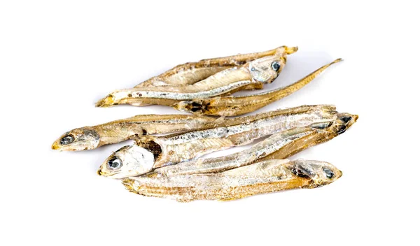 Piccolo Pesce Essiccato Sfondo Bianco — Foto Stock