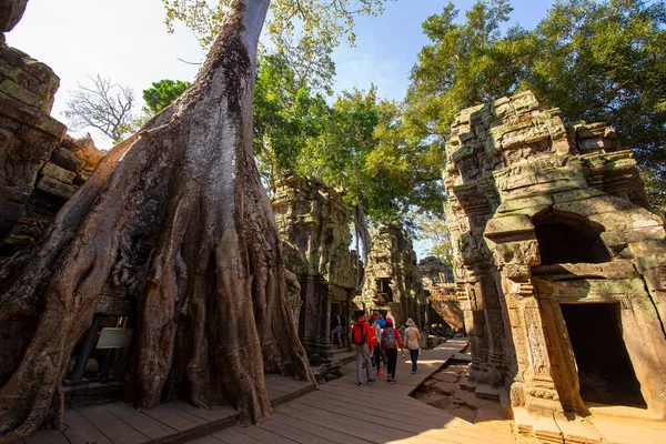 Templo Prohm Castelo Pedra Império Khmer Localizado Longe Fosso Phra — Fotografia de Stock