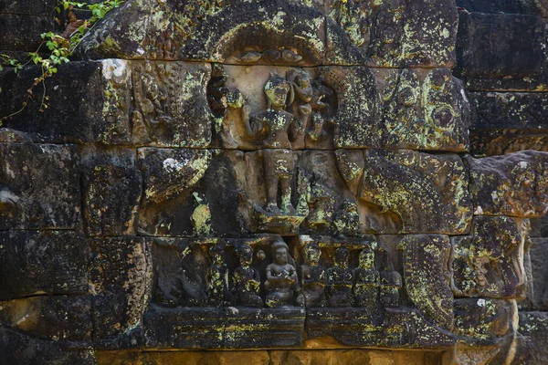 Patrón Grabado Alrededor Angkor Wat Pertenece Imperio Jemer Situado Centro —  Fotos de Stock