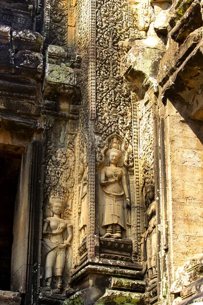 Angkor Wat Etrafındaki Oyma Kalıp Khmer Mparatorluğu Ait Angkor Thom — Stok fotoğraf