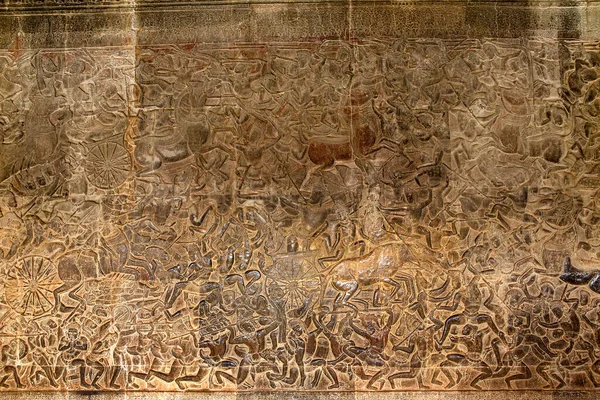 Low Relief Carvings Surrounding Angkor Wat Belong Khmer Empire Located — Stock Photo, Image