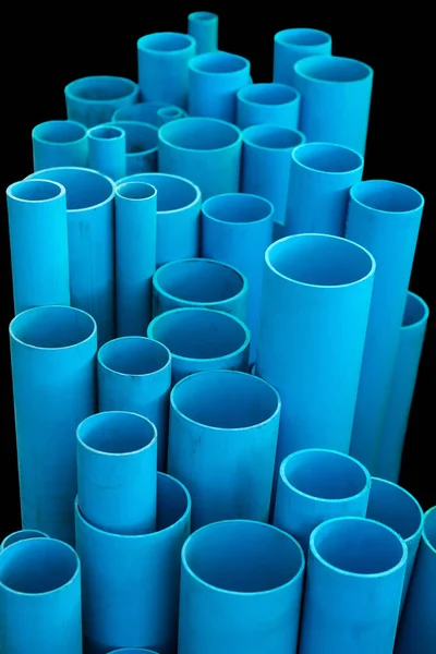 Mnoho Velikosti Modrých Plastových Trubek Pvc Skladě — Stock fotografie