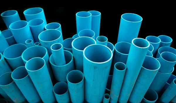 Muchos Tamaños Tubos Plástico Azul Pvc Tienda —  Fotos de Stock