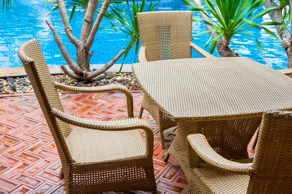 Lounge Chairs Hotel Swimming Pool — Stock Photo, Image