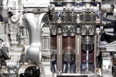 araba motoru pistonları ve kapakçıkları ayrıntıları
