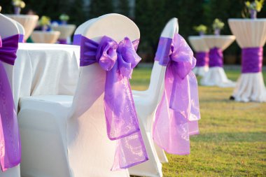 Harika bir düğün sandalyesi ve açık havada güzel bir yemek için sofra.