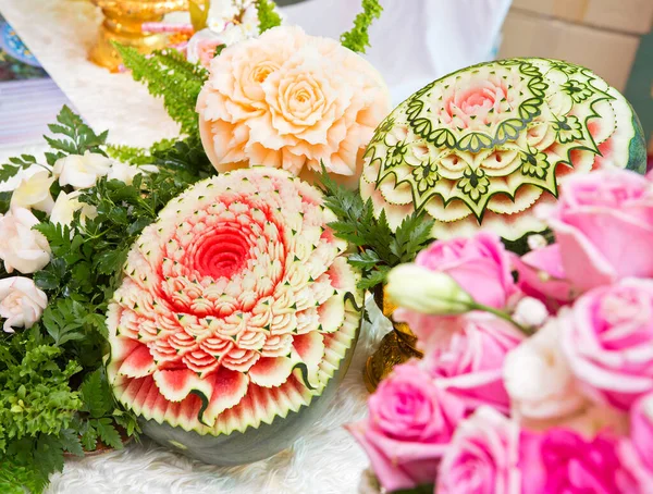 Watermelon Carving Craft Beautiful Thailand — Stock Photo, Image