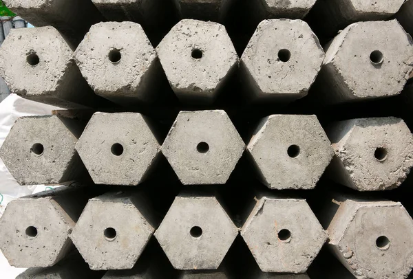 Tumpukan Dari Banyak Pilar Beton Hexagon — Stok Foto