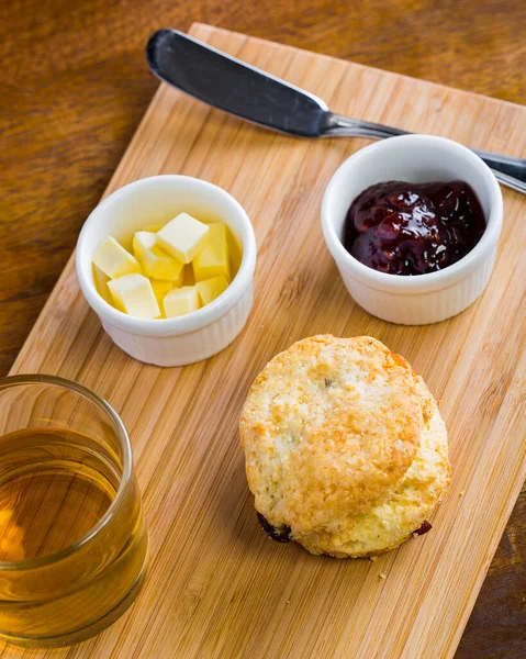 Breakfast Table Tea Teapot Cup Tea Jam Bread Honey — Stock Photo, Image