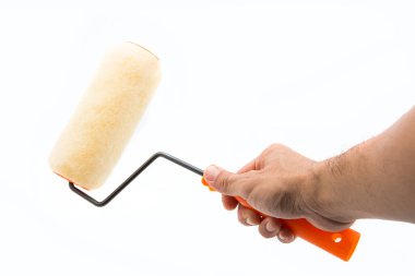 Beyaz arka planda boya için paten.