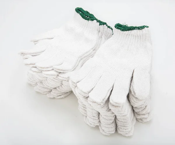 White Cloth Gloves Construction Work White Background — Stock Photo, Image