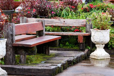 Bahçede peyzaj. Bahçedeki patika.