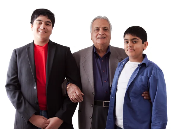 East Indian Grandfather and grandkids — Stock Photo, Image