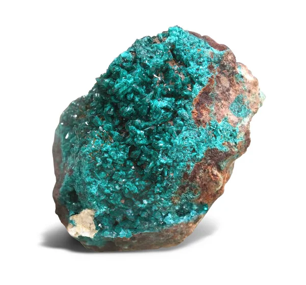 Fine Sample Dioptase Blue Green Crystals Very Reminiscent Emeralds Zaire — Stock Photo, Image