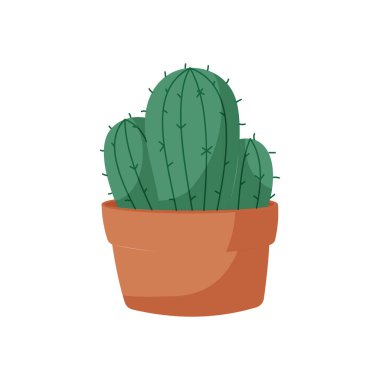 Düz dizayn kaktüs çizimi.