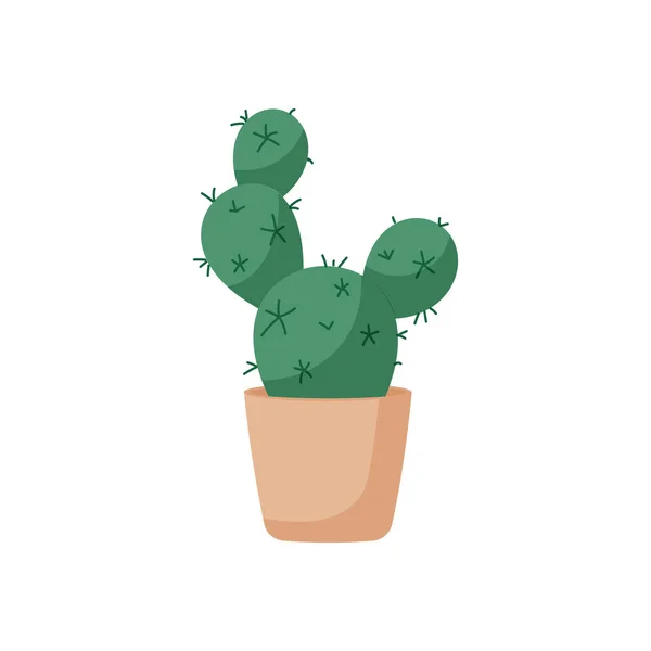 Ilustrasi Kaktus Kartun Desain Datar - Stok Vektor