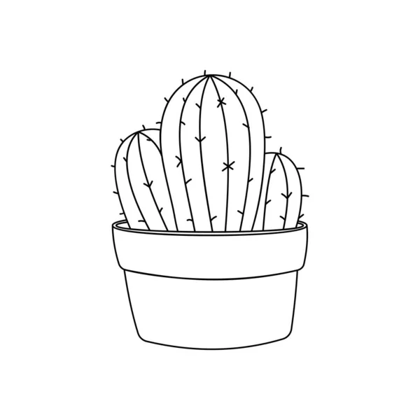 Ilustrasi Kaktus Kartun Desain Seni Garis - Stok Vektor