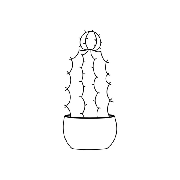 Línea Diseño Dibujos Animados Cactus Ilustración — Vector de stock