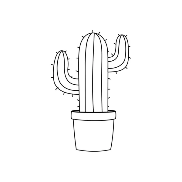 Ligne Art Design Dessin Animé Cactus Illustration — Image vectorielle