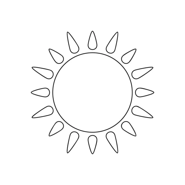 Desenho de arte de linha ilustração do sol dos desenhos animados. Elemento meteorológico. — Vetor de Stock